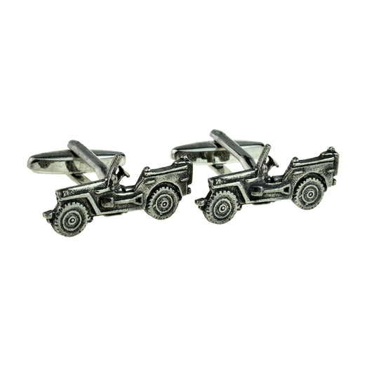 English Made Pewter Cufflinks Army Jeep 4WD car | Ashton and Finch