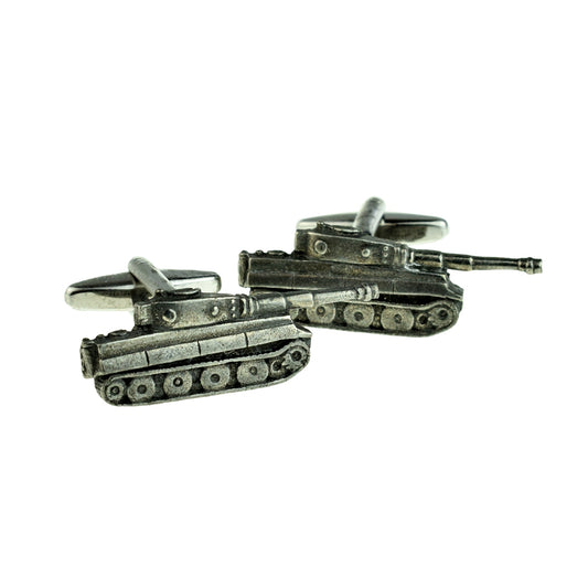 English Made Pewter Cufflinks Army Panzer War Military Tank | Ashton and Finch