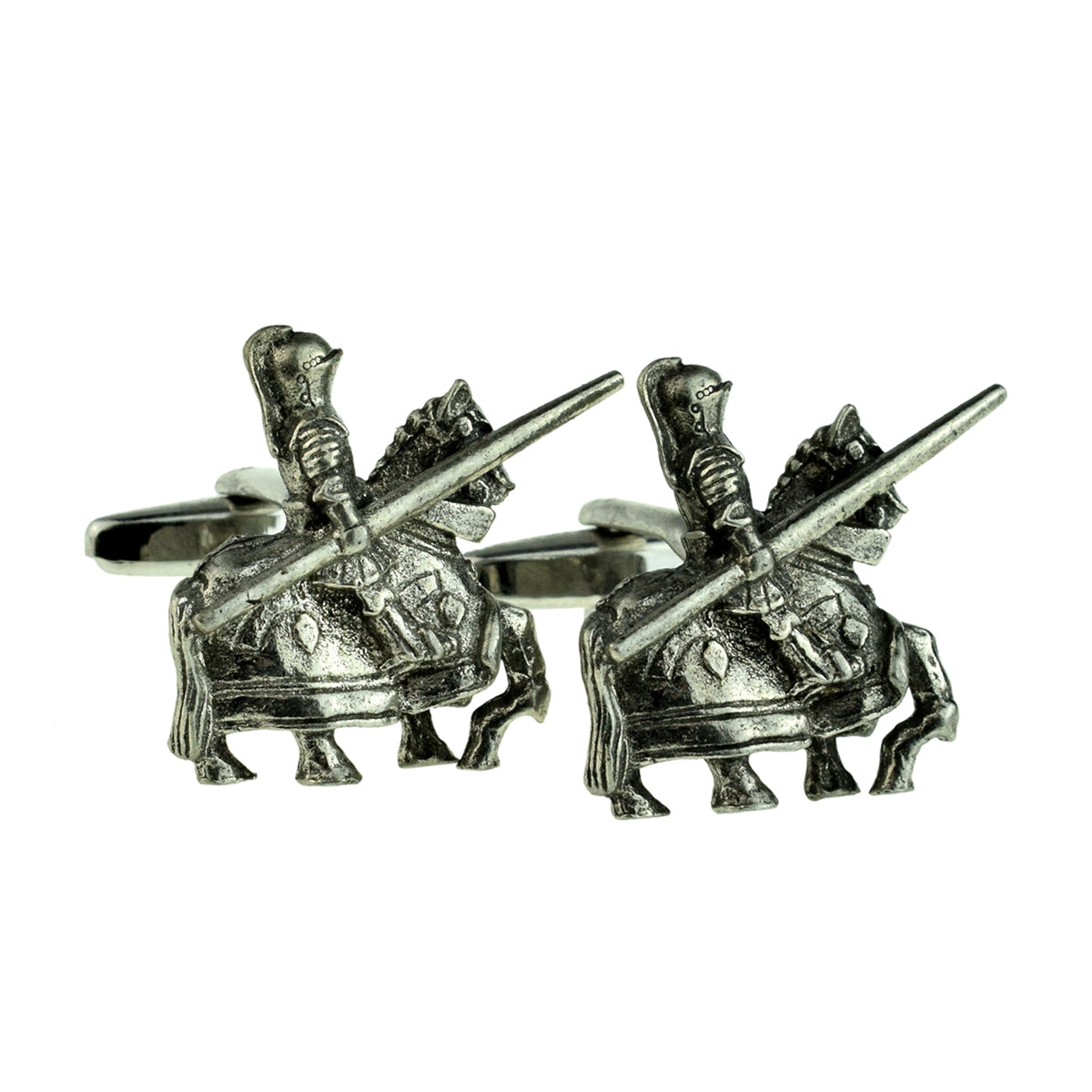 English Made Pewter Cufflinks Jousting Knight on horseback | Ashton and Finch