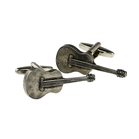 English Made Pewter Cufflinks Music Instrument Acoustic Guitar | Ashton and Finch