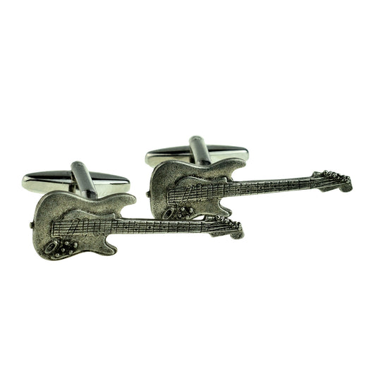 English Made Pewter Cufflinks Music Instrument Electric Guitar | Ashton and Finch
