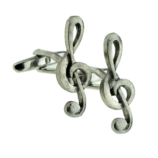 English Made Pewter Cufflinks Music Notes Treble Clef | Ashton and Finch