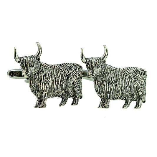 Highland Cow Design English Pewter Cufflinks | Ashton and Finch