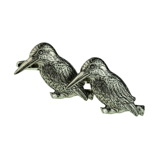 English Made Pewter Cufflinks Kingfisher River Bird | Ashton and Finch