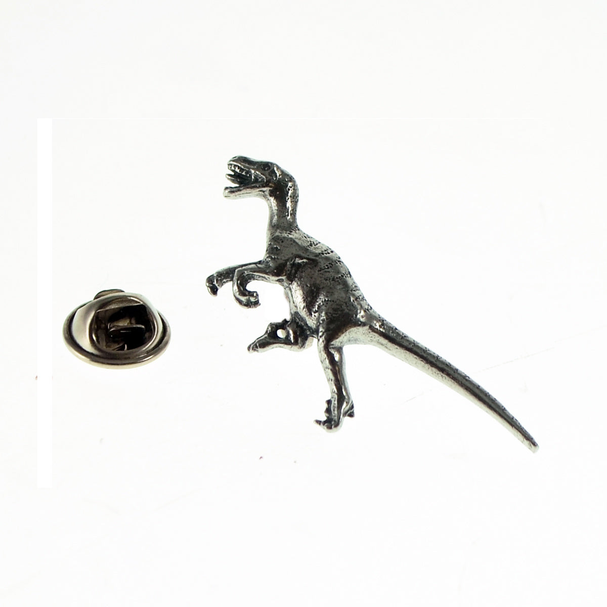 Velociraptor Dinosaur Pewter Lapel Pin Badge