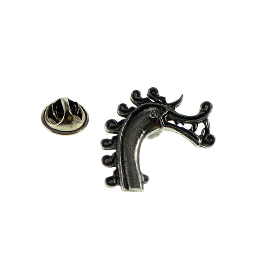 Viking Dragon Head Pewter Lapel Pin Badge
