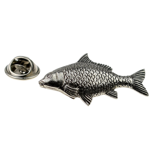 Carp Fish English Pewter Lapel Pin Badge
