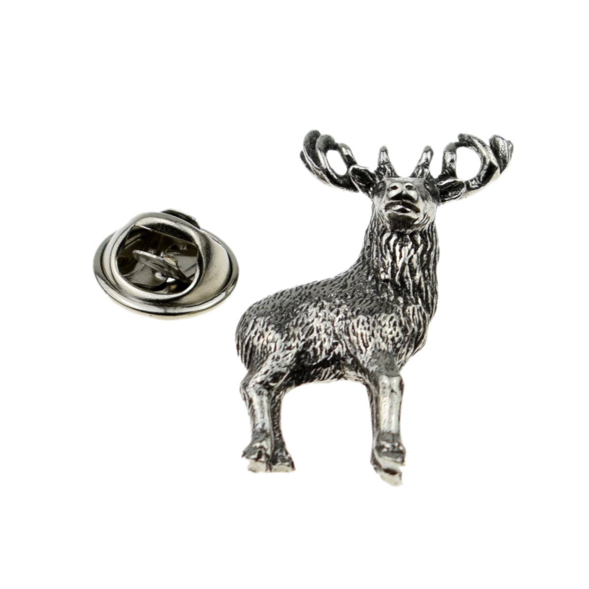 Standing Stag English Pewter Lapel Pin Badge