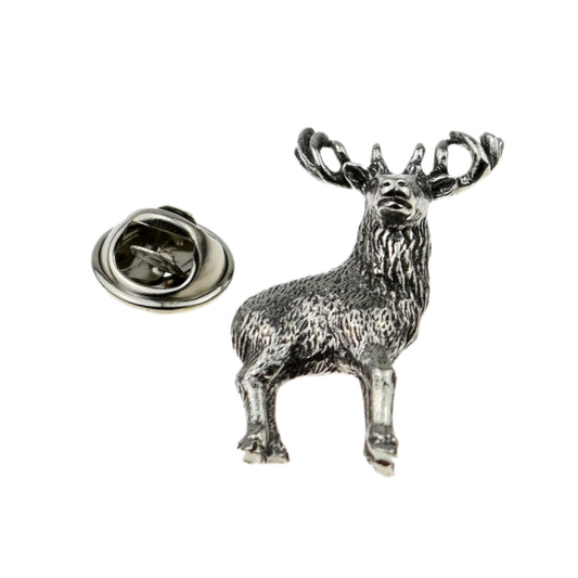 Standing Stag English Pewter Lapel Pin Badge