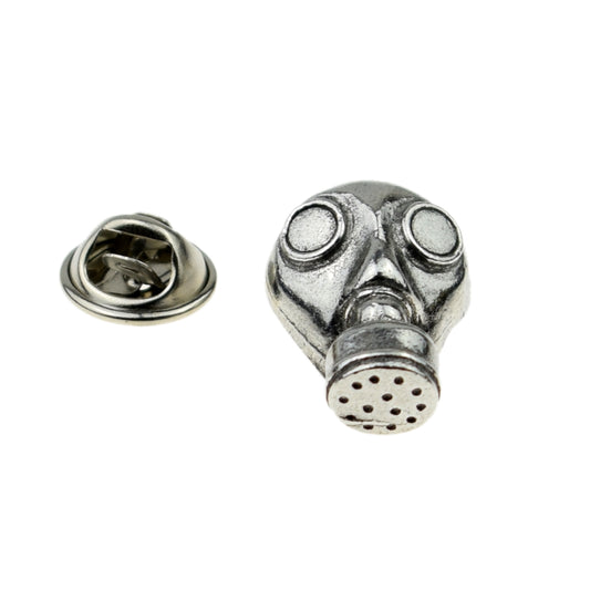 Gas Mask Steam Punk English Pewter Lapel Pin Badge