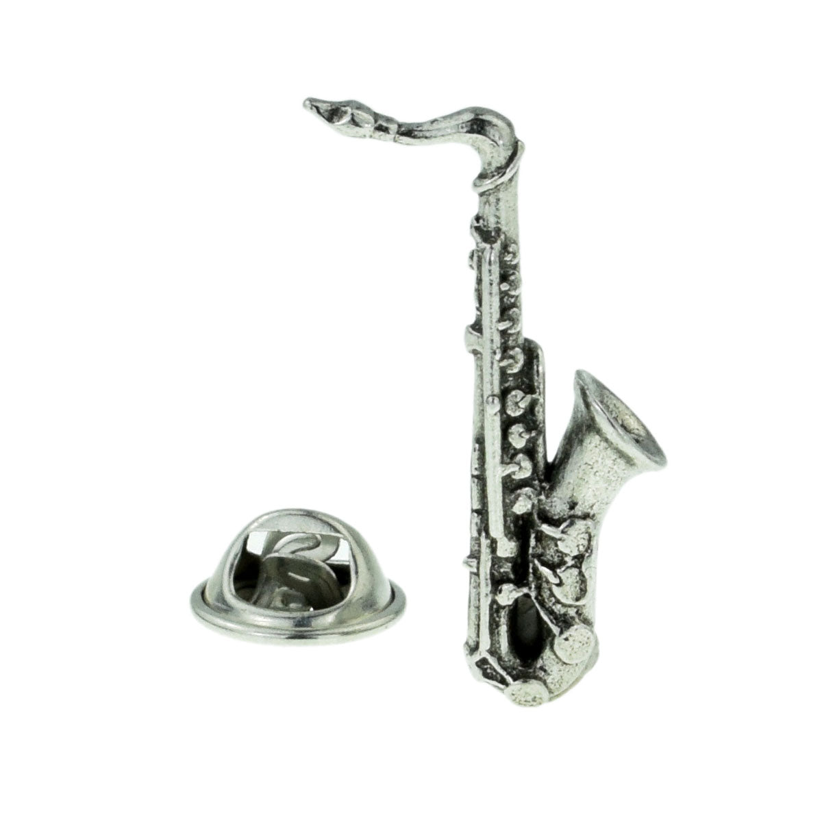 Pewter Saxophone Lapel Pin Badge