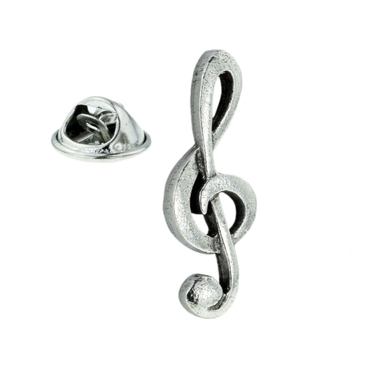 Pewter Treble Clef Lapel Pin Badge