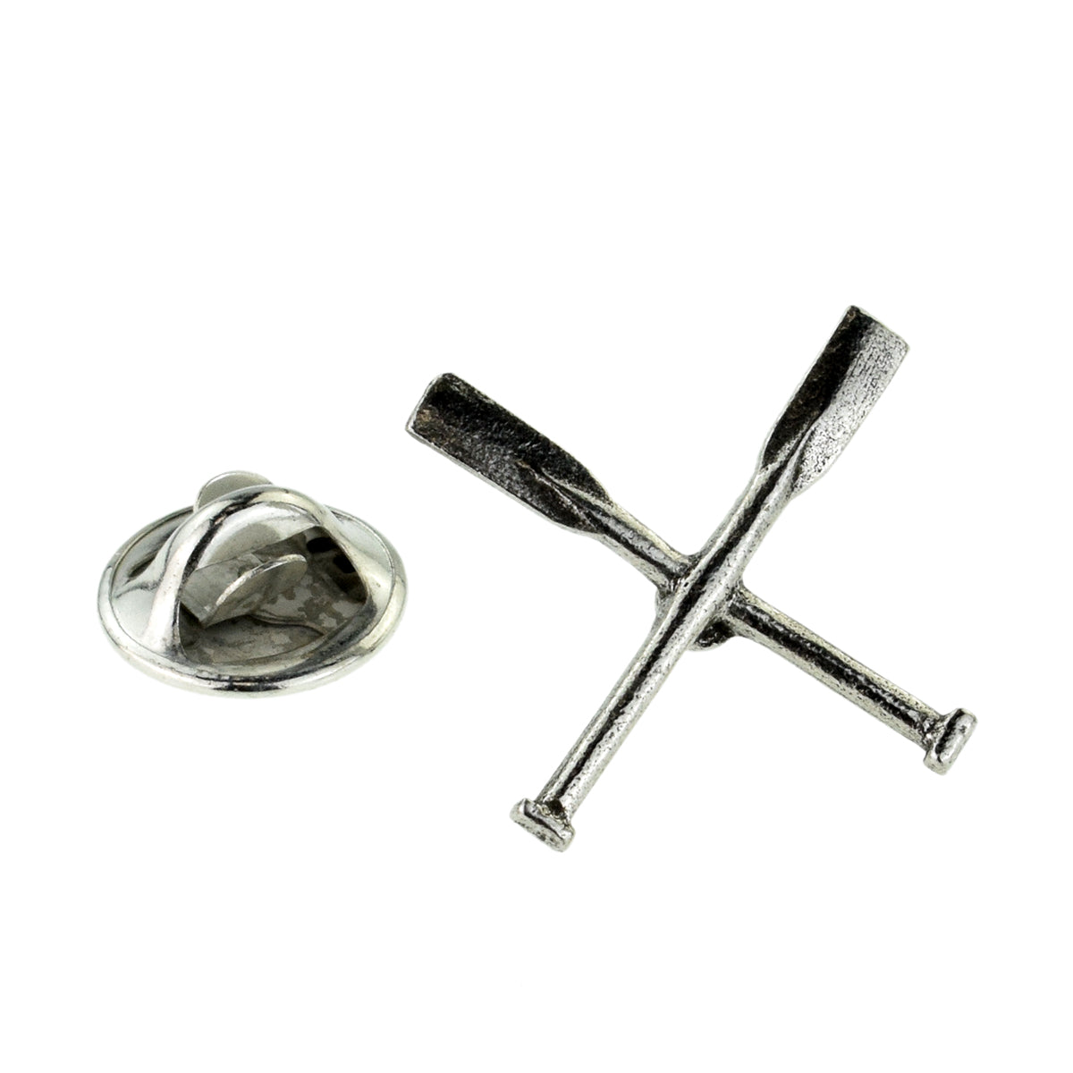 Crossed Rowing Oars Pewter Lapel Pin Badge