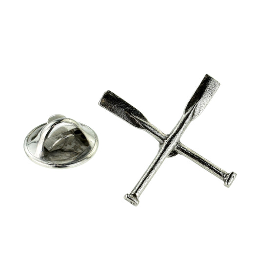 Crossed Rowing Oars Pewter Lapel Pin Badge