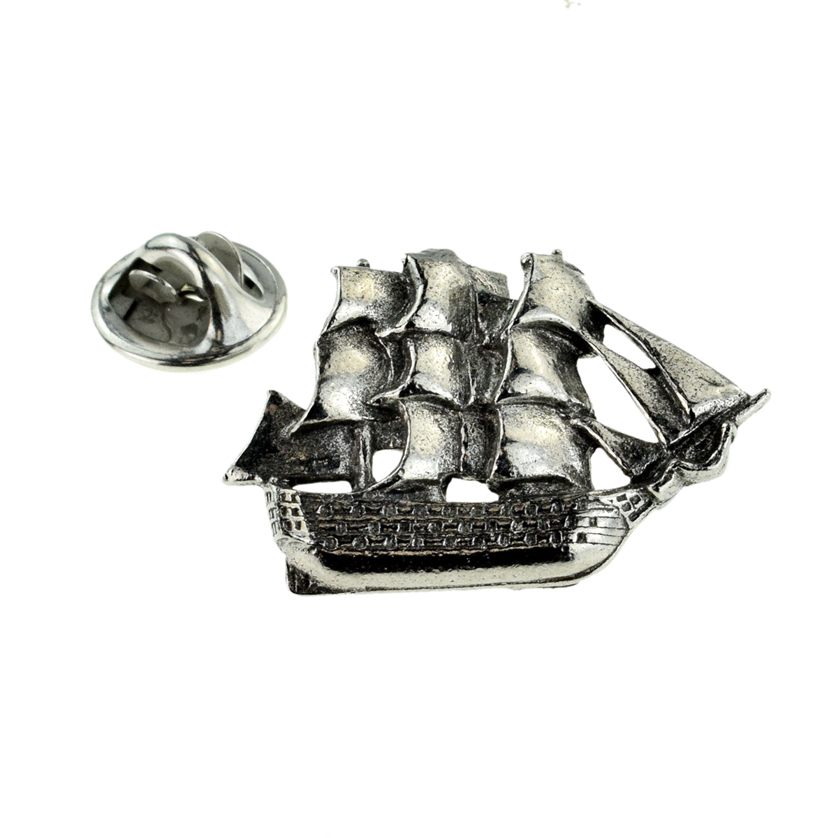 Galleon Ship Design Pewter Lapel Pin Badge