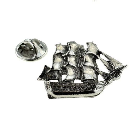 Galleon Ship Design Pewter Lapel Pin Badge