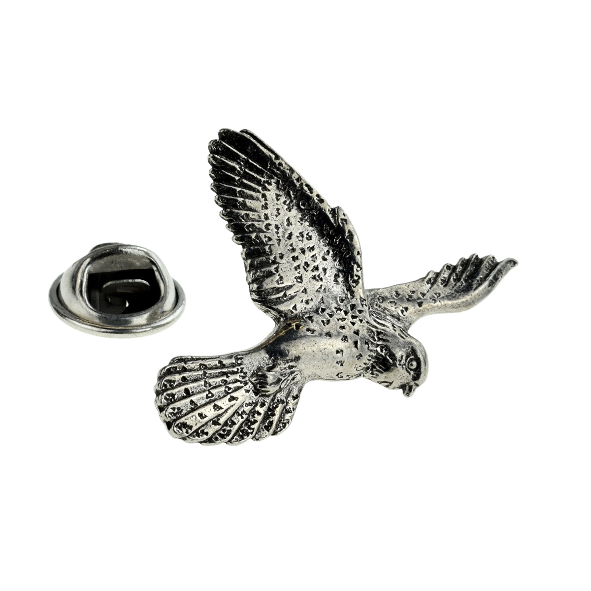 Hovering Kestrel Pewter Lapel Pin Badge