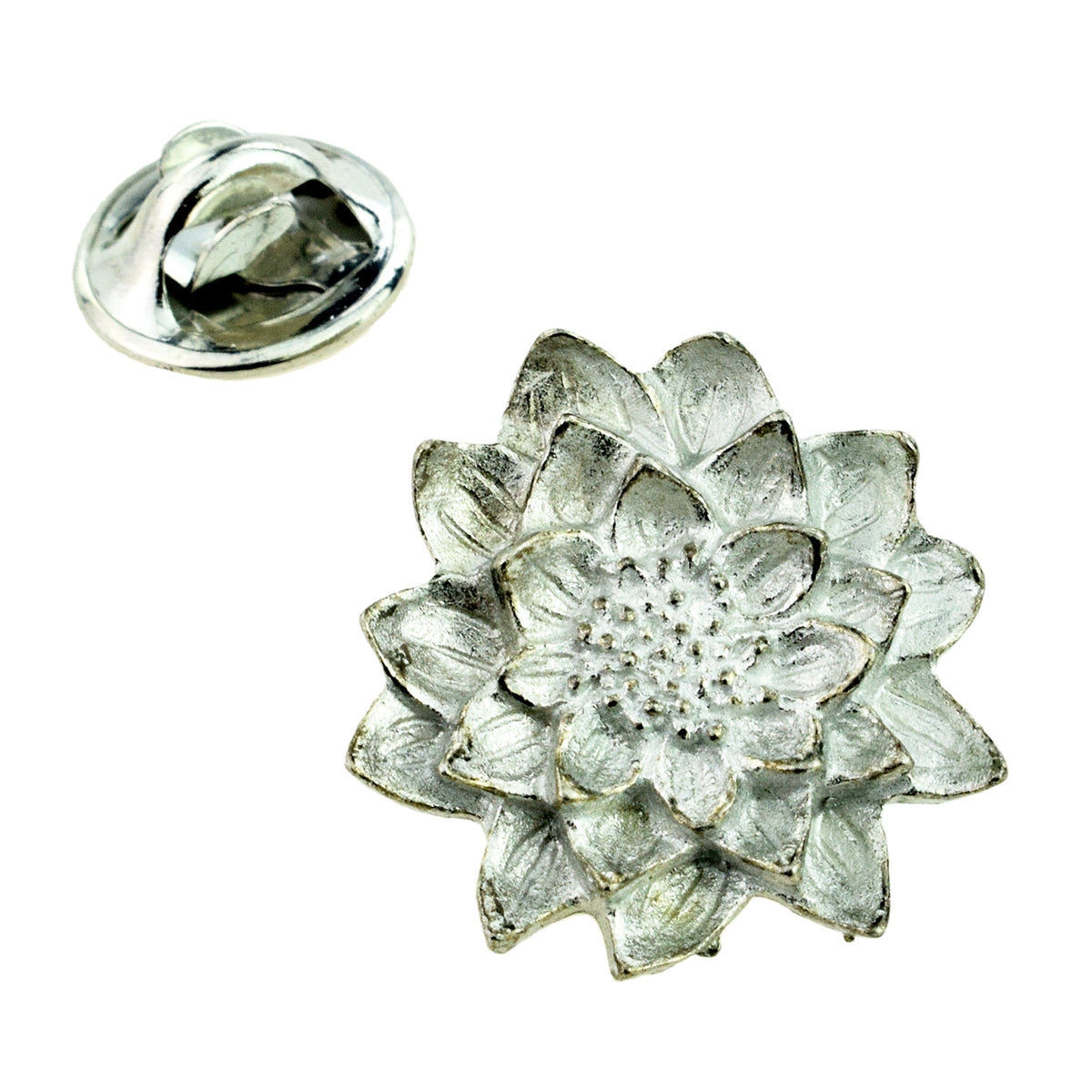 Monet Style Pewter Waterlily Lapel Pin Badge