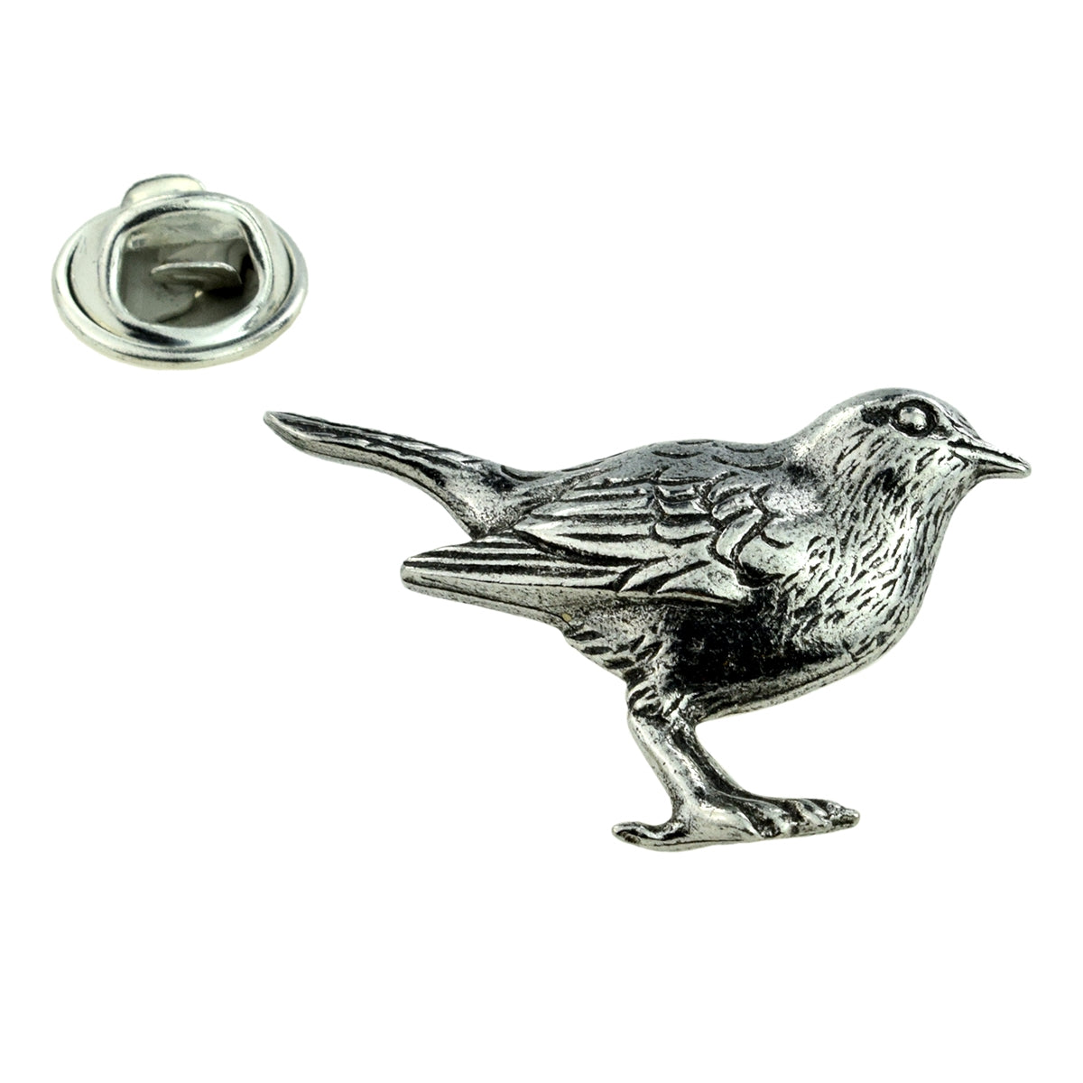 Chirping Bird Robin Pewter Lapel Pin Badge