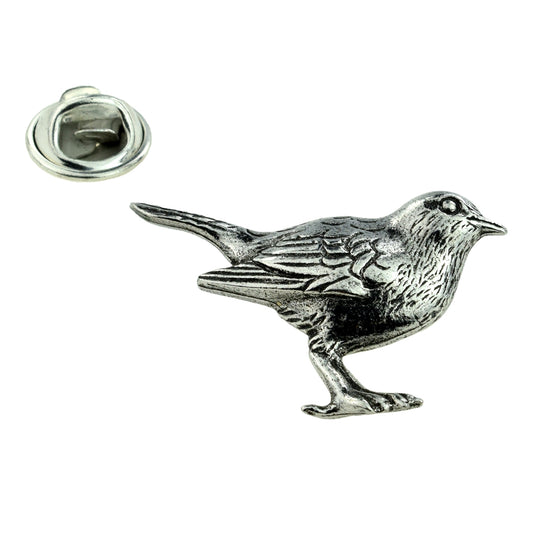 Chirping Bird Robin Pewter Lapel Pin Badge