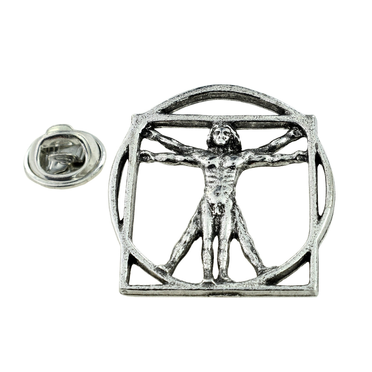 Da Vinci Vitruvian Man Pewter Lapel Pin Badge