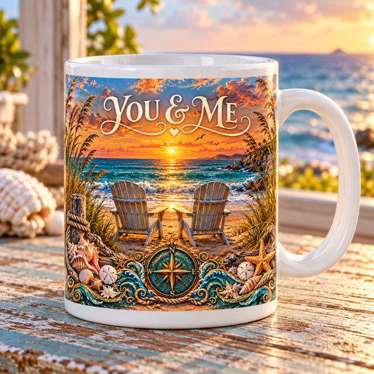 You and Me — Coastal Sunset Mug – front design