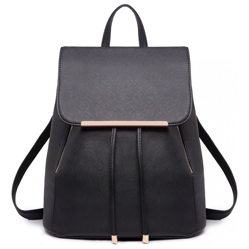 Faux Leather Stylish Fashion Backpack - Black - Ashton and Finch
