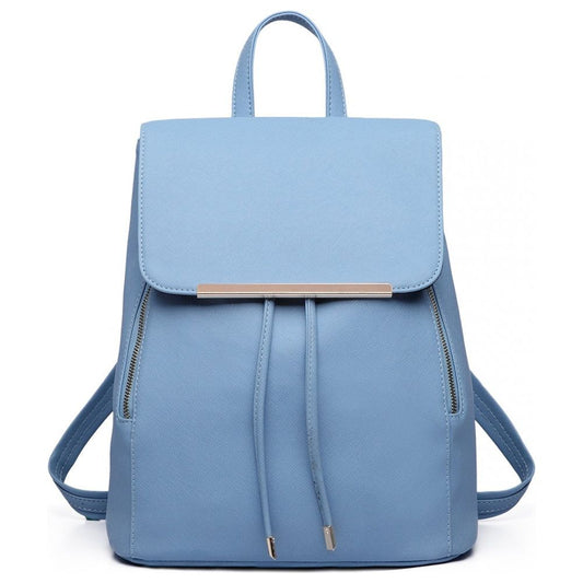 Faux Leather Stylish Fashion Backpack - Light Blue - Ashton and Finch
