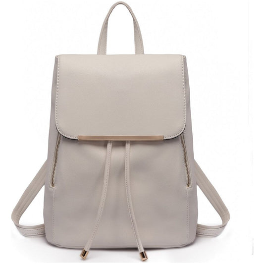 Faux Leather Stylish Fashion Backpack - Light Grey - Ashton and Finch