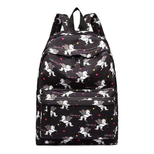Large Backpack Unicorn Print - Black - Ashton and Finch