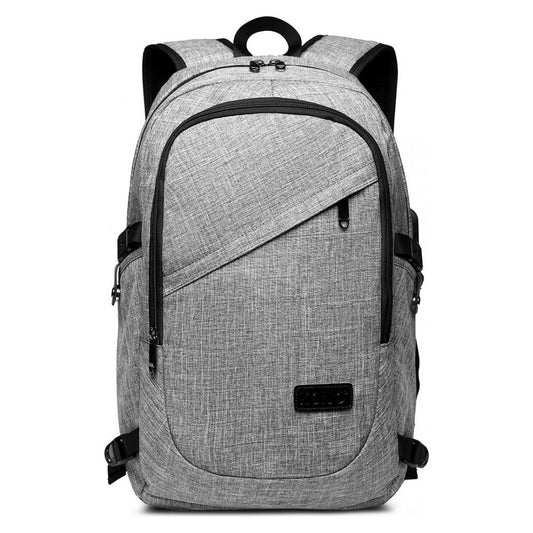 Business Laptop Backpack With Usb Charging Port - Grey - Ashton and Finch