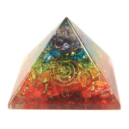 Lrg Orgonite Pyramid 70mm - Chakra Gemchips - Ashton and Finch