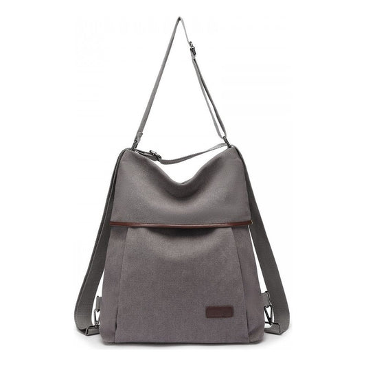 Two Way Canvas Shoulder Bag Backpack - Grey - Ashton and Finch