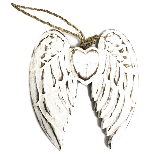 Hand Crafted Small Double Angel Wing & Heart - 15cm - Ashton and Finch