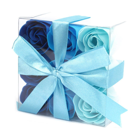 Set of 9 Soap Flowers - Blue Wedding Roses - Ashton and Finch