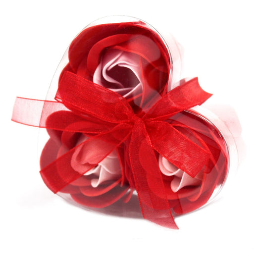 Red Roses Soap Flower Heart Box Set of 3 - Ashton and Finch