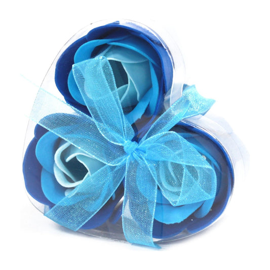 Blue Wedding Roses Soap Flower Heart Box Set of 3 - Ashton and Finch