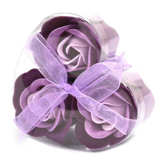 Lavender Roses Soap Flower Heart Box Set of 3 - Ashton and Finch