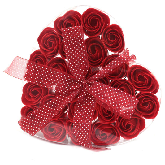 Red Roses Soap Flower Heart Box Set of 24 - Ashton and Finch