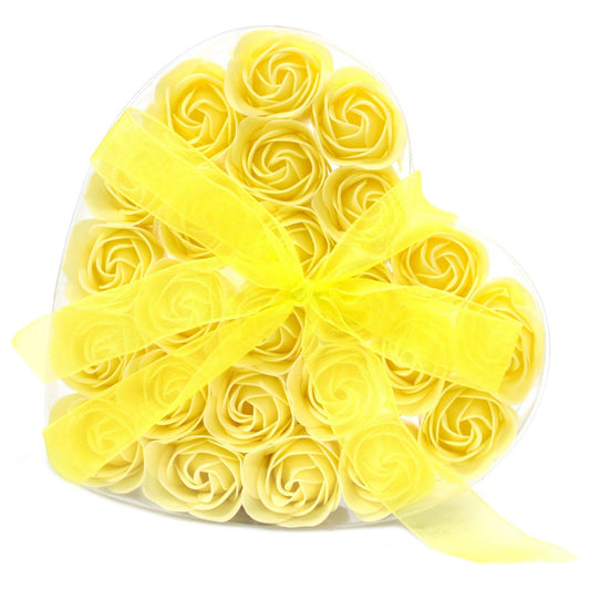 Yellow Roses Soap Flower Heart Box Set of 24 - Ashton and Finch