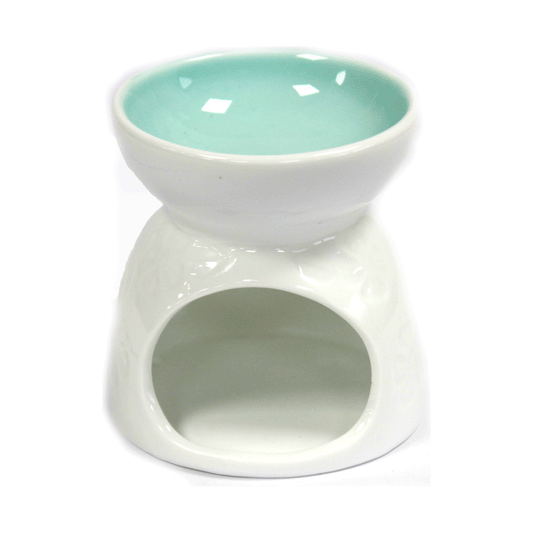 Classic White Oil Burner - Floral with Teal Well - Ashton and Finch