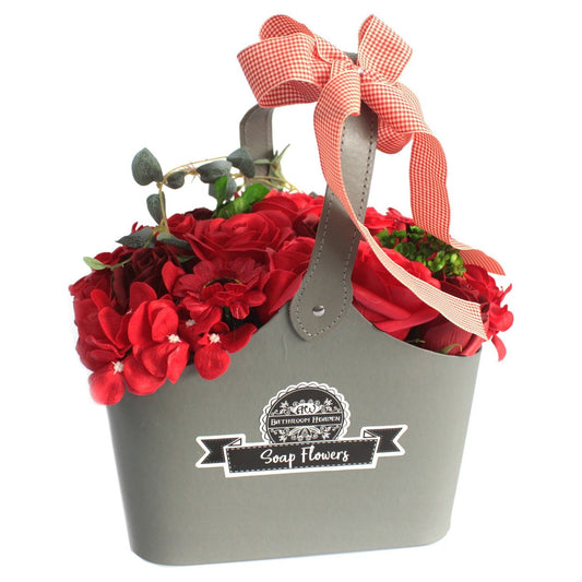 Basket Soap Flower Bouquet - Red - Ashton and Finch
