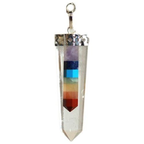 Crystal - 7 Chakra Bounded Thin Point Flat Pendant - Ashton and Finch