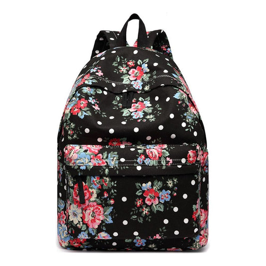 Large Backpack Flower Polka Dot - Black - Ashton and Finch