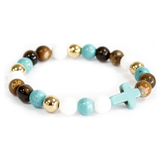 Turquoise Cross / Royal Beads - Gemstone Bracelet - Ashton and Finch
