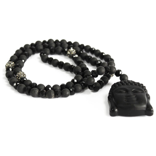 Buddha / Black Stone - Gemstone Necklace - Ashton and Finch