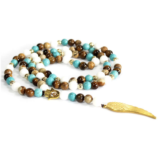 Angel Wing / Multi Beads Gemstone Necklace - Ashton and Finch