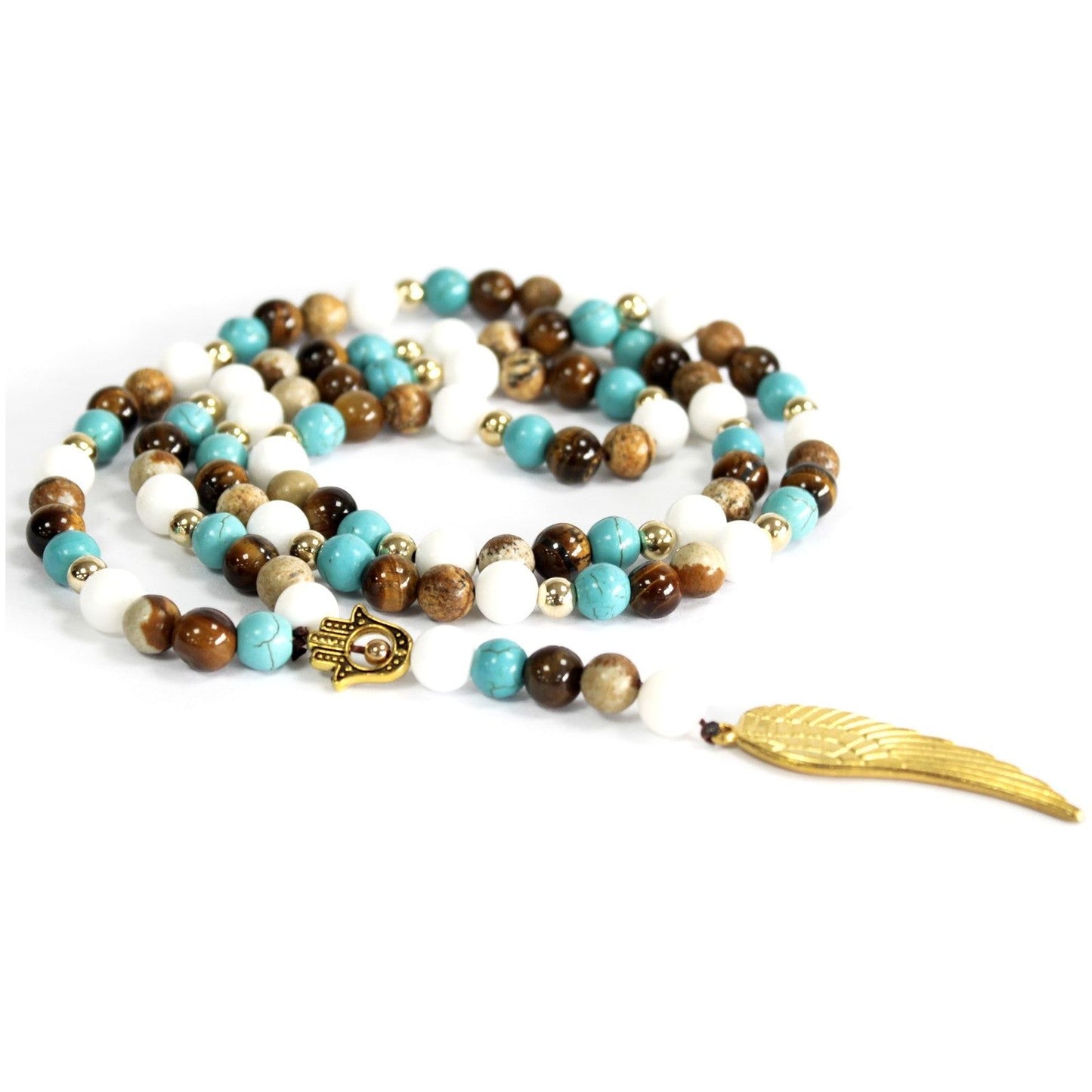Angel Wing / Multi Beads Gemstone Necklace - Ashton and Finch