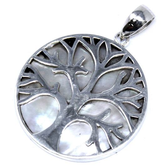Tree of Life Silver Pendant 30mm - Mother of Pearl - Ashton and Finch
