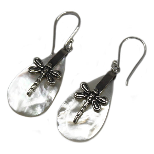 Shell & Silver Earrings - Dragonflies - MOP - Ashton and Finch